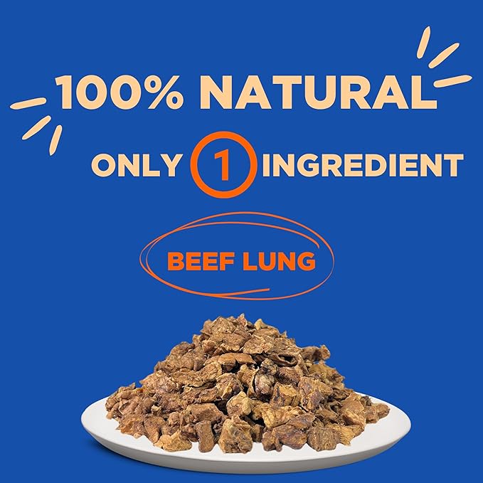 PAWW CHEW Beef Lung Dog Treats - 100% Natural, Single Ingredient, (1 Pound) Made in The USA, Dried & Dehydrated, High Protein, High Value Dog Training Treats, Grain Free, Low-Odor Free for All Breeds