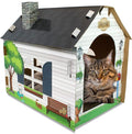 ASPCA Cardboard Cat House Hideaway Playhouse with Cat Scratcher Scratching Pad 19" L x 13" W x 17" H