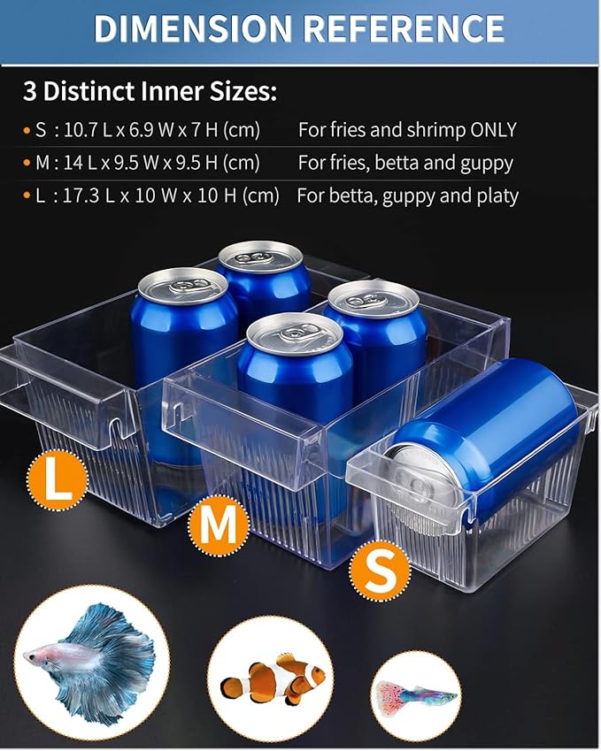 Pawfly Aquarium Fish Breeding Box Acrylic Hatchery Incubator Tank with Suction Cups Medium Isolation Box for Baby Fish Shrimp Betta and Guppy
