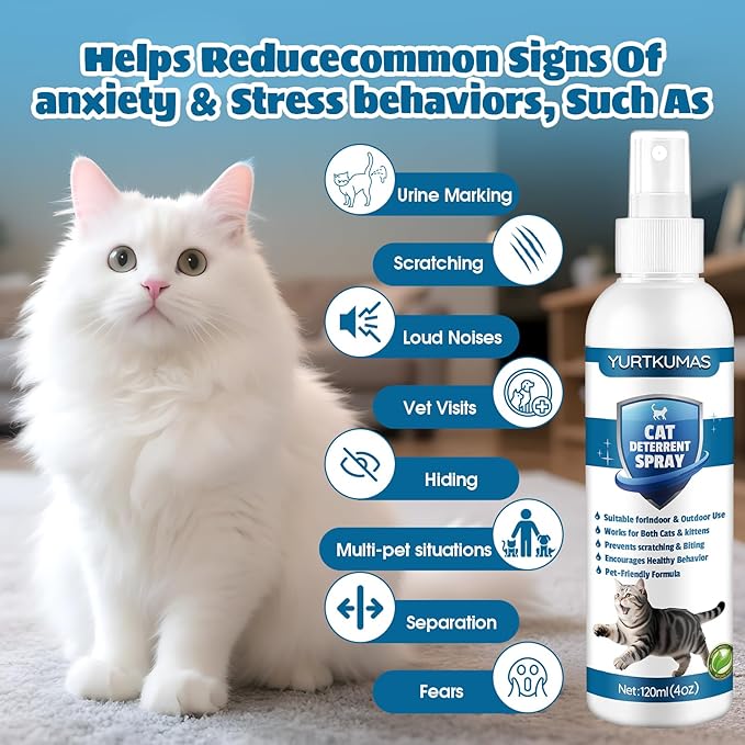 Cat Deterrent Spray - Indoor & Outdoor Cat Repellent, Stops Cats from Scratching Furniture, Carpets, Sofas, Curtains and Urine Marking - Effective Anti-Scratch Training Aid (blue1)