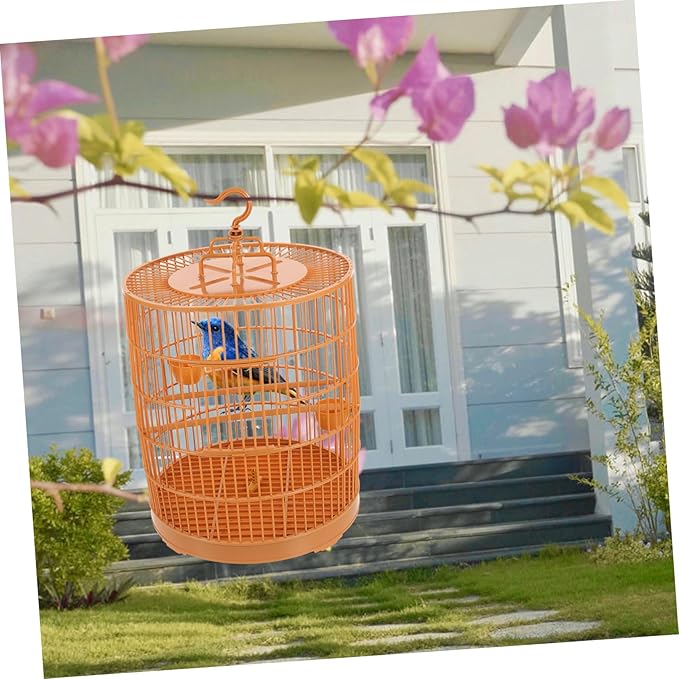 BESPORTBLE Hanging Bird Cage for Decor Plastic Birdcage Round Shape and Bird Nest Decoration for Small Pets