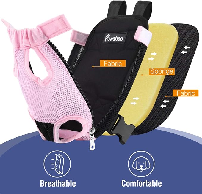 Pawaboo Pet Carrier Backpack, Adjustable Pet Front Cat Dog Carrier Backpack Travel Bag, Legs Out, Easy-Fit for Traveling Hiking Camping for Small Medium Dogs Cats Puppies, Small, Pink