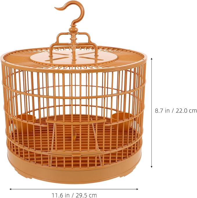 Milisten Hanging Parrot Bird Cage Small Round Plastic Birdcage with Feeder and Hook for Parakeets Finches Cockatiels 14.17In Bird House Carrier