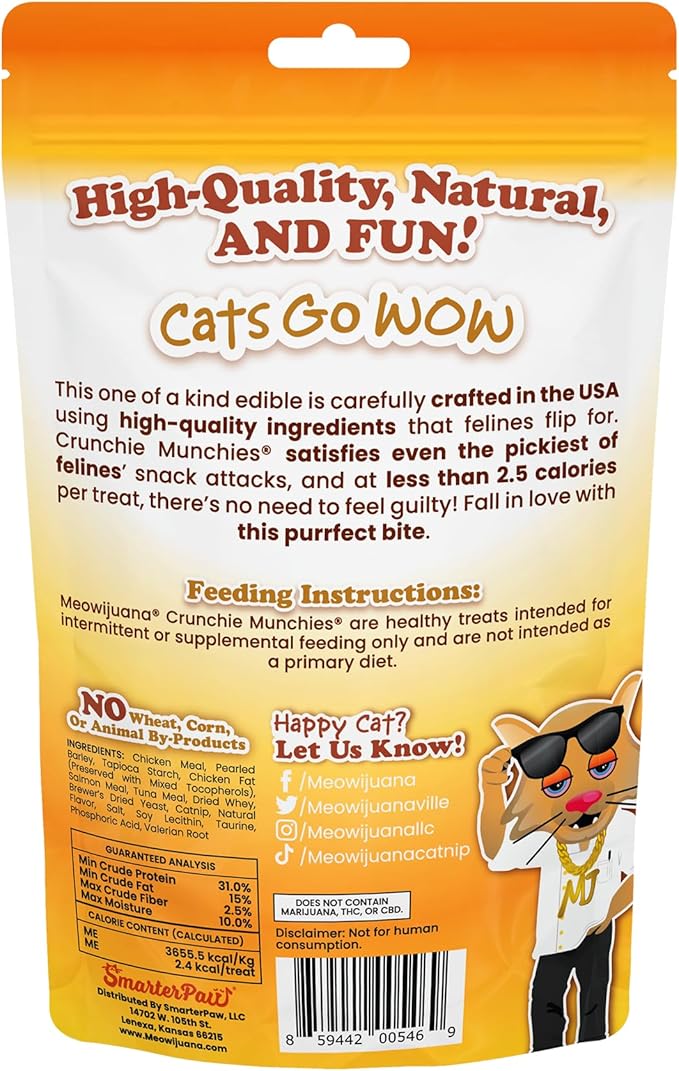 Meowijuana Crunchie Munchie Catnip Treats Bundle | 2 Seafood Medley and 1 Chicken | Made with Organic Catnip | Produced in The USA | Low Calorie Cat Snack