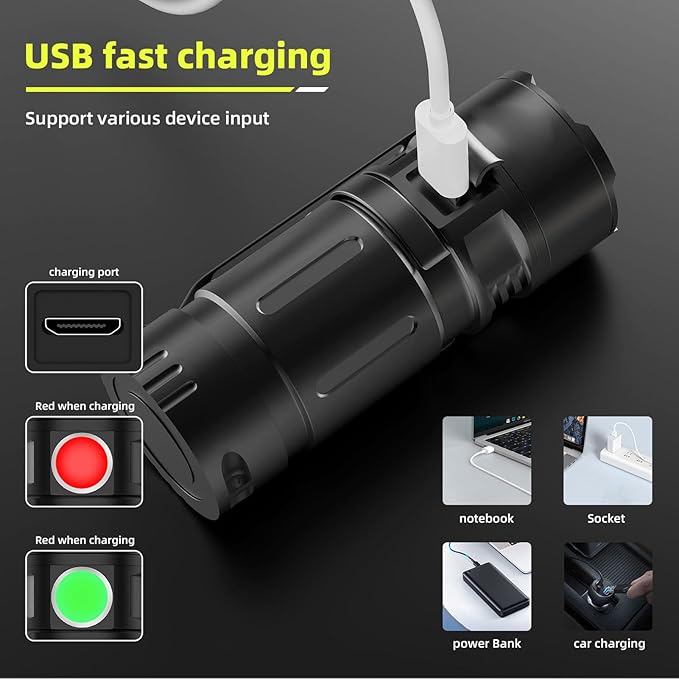 Fafeicy 395nm Black Light Flashlight Multiple Modes Small LED Torch Portable Pet Urine Detectors for Detecting Verifying Currency
