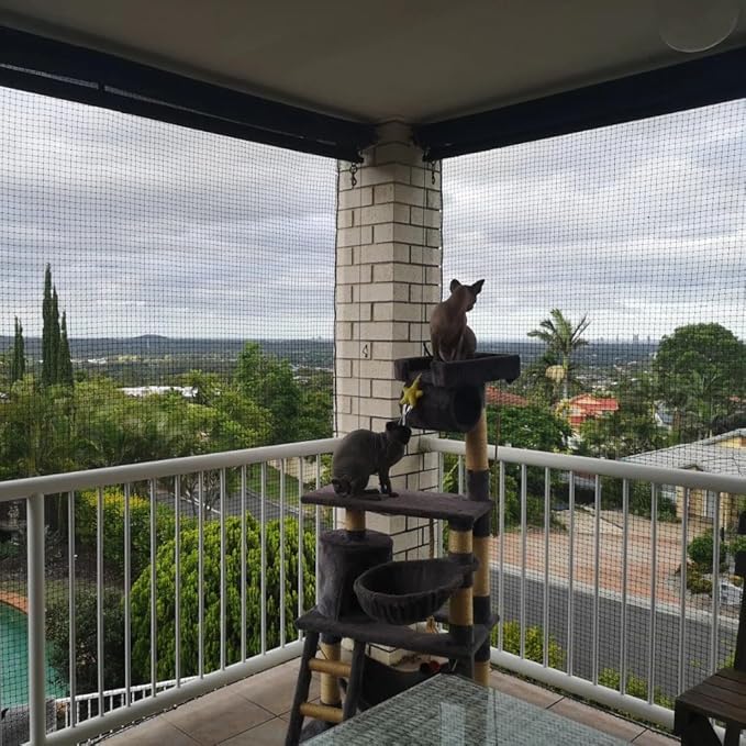 10x20 ft Cat Netting Balcony, No Steel Wire, Anti-Fall Safety Net for Cats – Pet Balcony Screen, Catio Netting, Cat Fence Barrier for Apartment Balconies, Windows, Stair, Decks, Patios