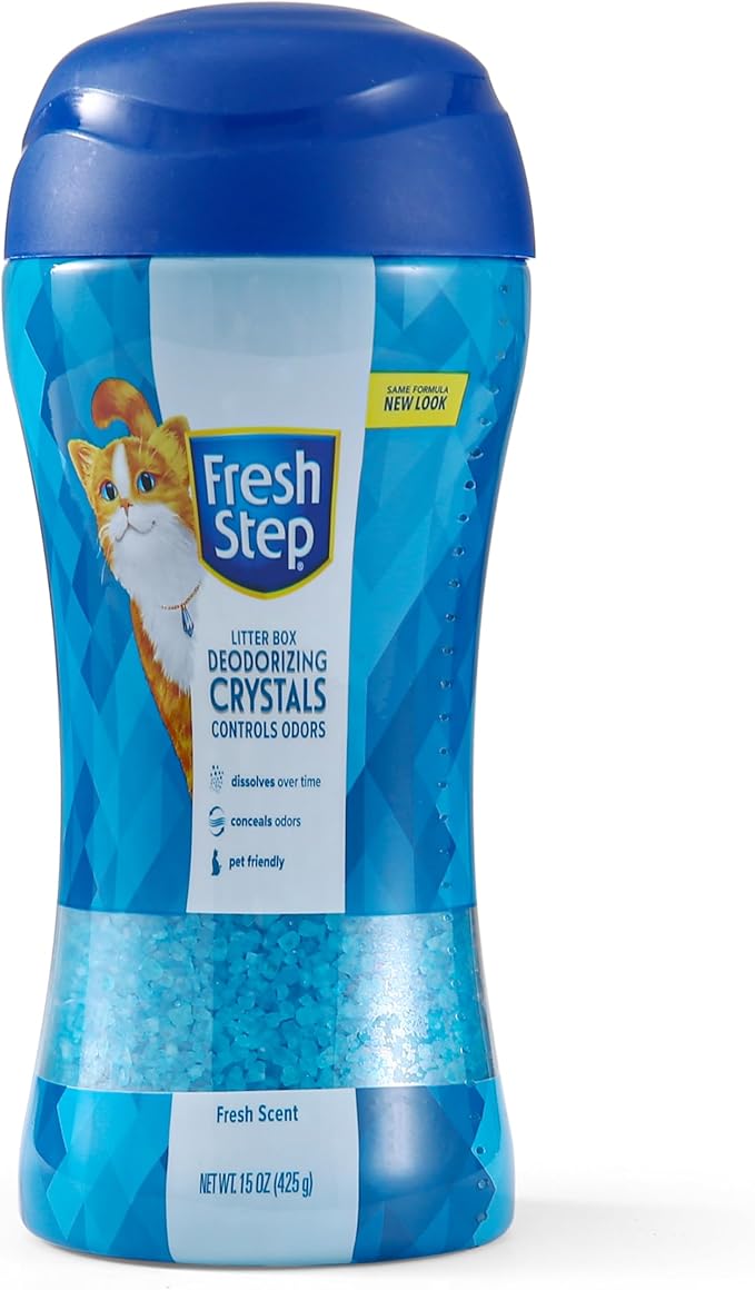 Fresh Step Cat Litter Crystals Deodorizer, Non Toxic Odor Neutralizing Crystals for Litter Boxes that Help Control Smells and Keep Home Areas Fresh, Fresh Scent, 15 Ounce - 3 Pack