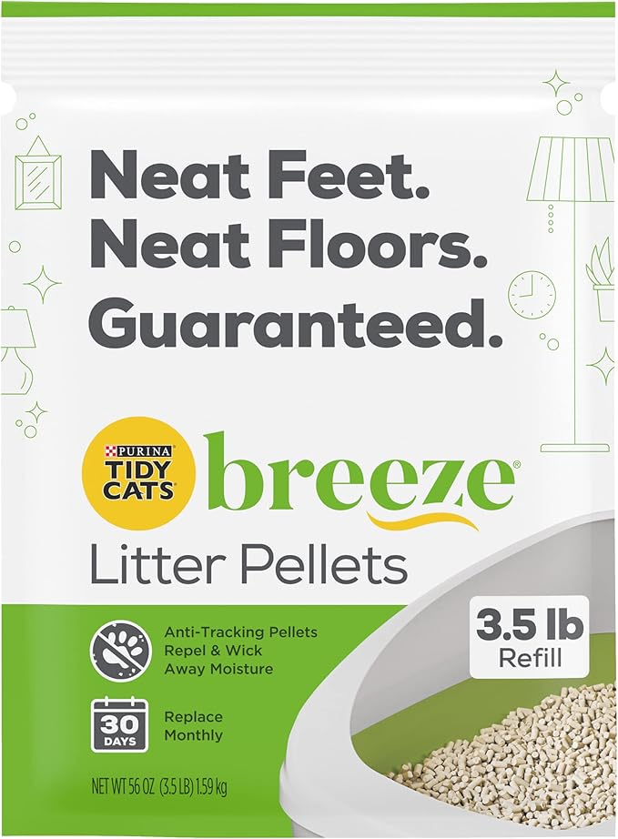 Purina Tidy Cats Breeze Pellets, 3.5 lbs (Pack of 4), Unscented, Recycled Paper, Low-tracking, 99.9% Dust-free, Multi-cat