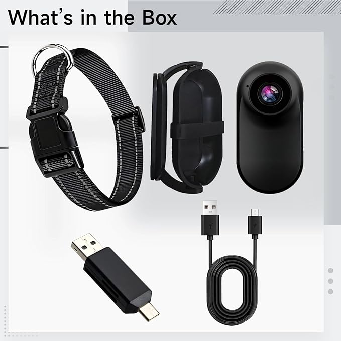 Mini Pet Camera With Adjustable Collar, Hd 360° Mount Action Camera For Dogs And Cats, Includes Otg Adapter And Usb Cable For Indoor/Outdoor Use