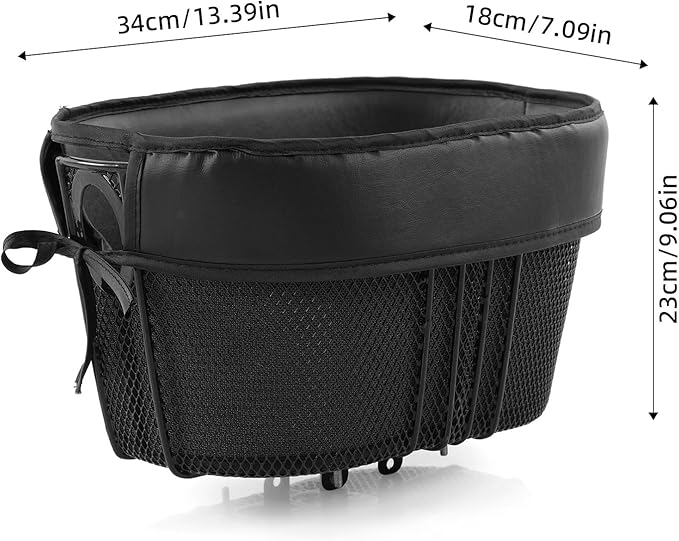 doorslay Dog Bike Basket Mountain Bike Shopping Basket Portable Cat and Dog Carrier for Bike Front Crossbar with Sponge Liner Safety Strap (Black)