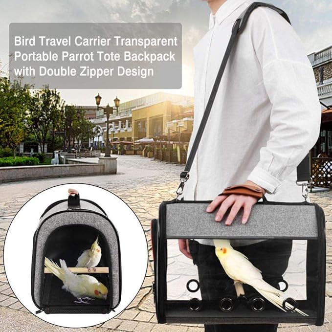 Bird Carriers Bird Travel Carrier Transparent Bird House Portable Parrot Tote Backpack With Double Zipper Design Bird Cage 1Pcs