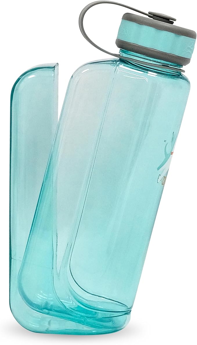 OllyDog OllyBottle | Tritan Dog Water Bottle with Detachable Bowl | BPA Free Leakproof Pet Dispenser | Hiking Travel (1L, Aqua Blue)