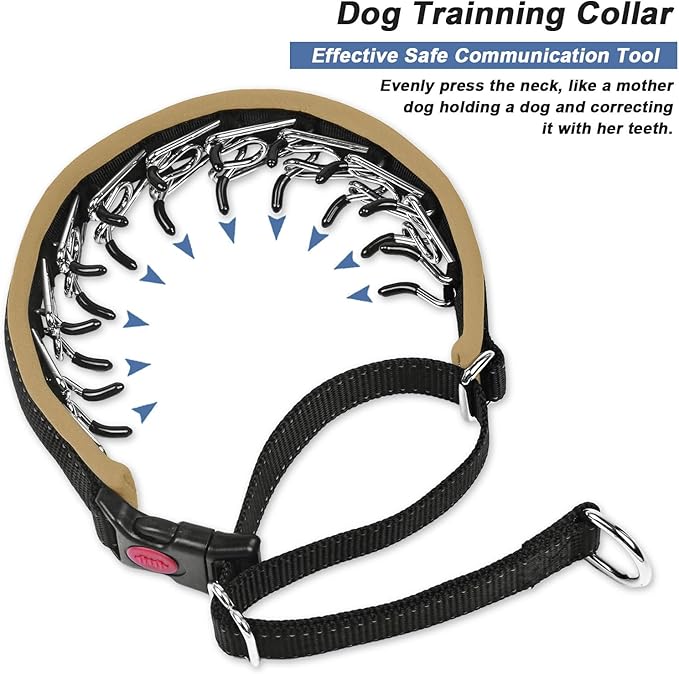 Martingale Collar for Dogs, Hidden No Pull Dog Collar with Buckle, Reflective Nylon Choke Collar Adjustable Limited Slip Collar for Large Medium Small Dogs Anti Pull Training Walking L Khaki