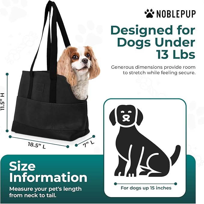 Faux Leather Dog Carrier for Small Dogs, Water-Resistant Designer Dog Purse with Safety Harness, Fashion Pet Carrier for Dogs 5-15 lbs, Luxury Dog Shoulder Carrier, Black
