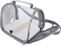 DECHOUS Portable Small Bird Travel Carrier Cage with Standing Perch, Handheld Lightweight Bird Carrying Case for Parrots, Conures, and Lizards, Gray Compact Travel Bag for Pets