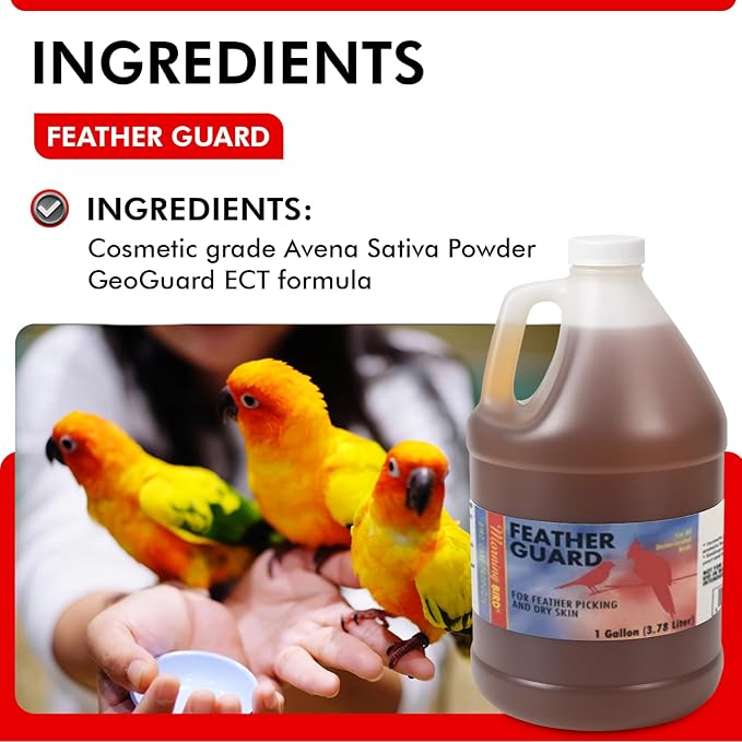 Morning Bird Feather Guard Spray for Birds 1 Gallon – Soothes Irritated & Itchy Skin – Helps Reduce Feather Picking – Promotes Healing & Feather Growth – No-Rinse Daily Care Formula