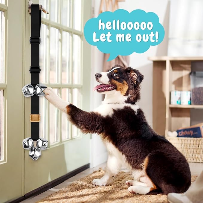 COOYOO 2 Pack Dog Doorbells, Adjustable Potty Training Dog Bells, Upgraded for Training Your Puppy The Easy Way, Premium Quality Housetraining Hanging Bell-5 Extra Large Loud 1.5 DoorBells