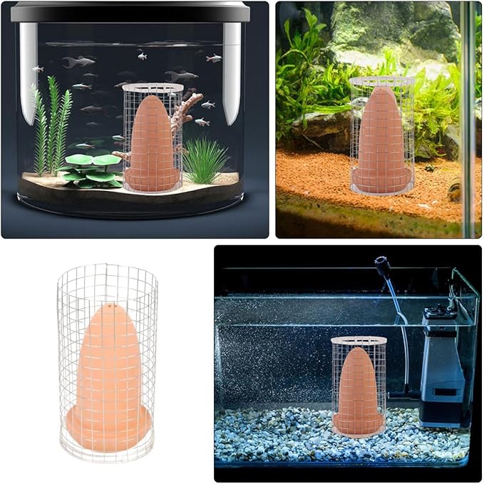 DOITOOL Ceramic Spawning Cones and Aquarium Breeding Box with Protective Net Medium Size Fish Breeding Container for Angelfish Discus Shrimp Suitable for Fish Tank Isolation