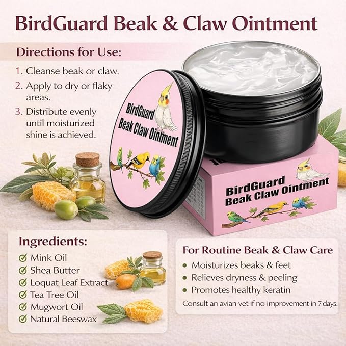 RONDURE Bird Beak Oil & Feet Repair Ointment – Soothing Care for Cracked Beaks, Rough Claws & Dry Skin, Ideal for Parrots, Budgies & Cockatiels