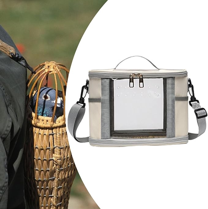 Portable Bird Carrier for Small Pets and Birds, Beige L