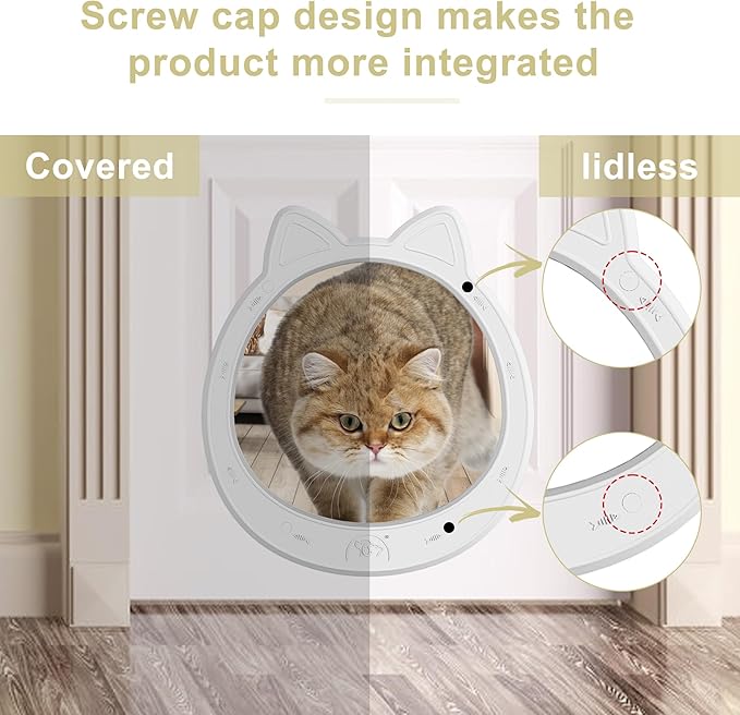 Cat Door Interior Door - Snow White Clean Invisible, Large No-Flap Pet Door for Cats Up to 22 LBS, Easy DIY Setup, No Training