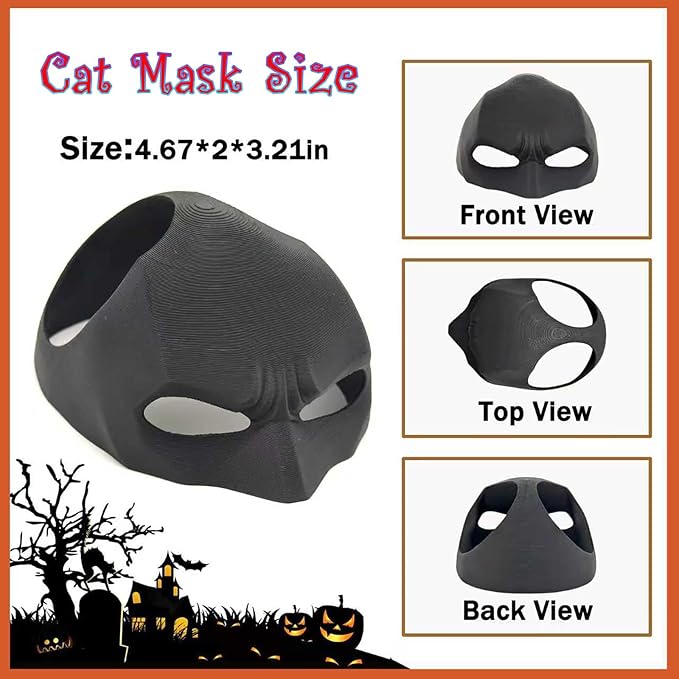 Cat Halloween Costumes, Adjustable Vampire Cape Cloak Accessories for Kitten & Small Dogs, Black Bat Cat Masks Cosplay,C at Outfits Suitable for Halloween, Costume Parties and Other Events