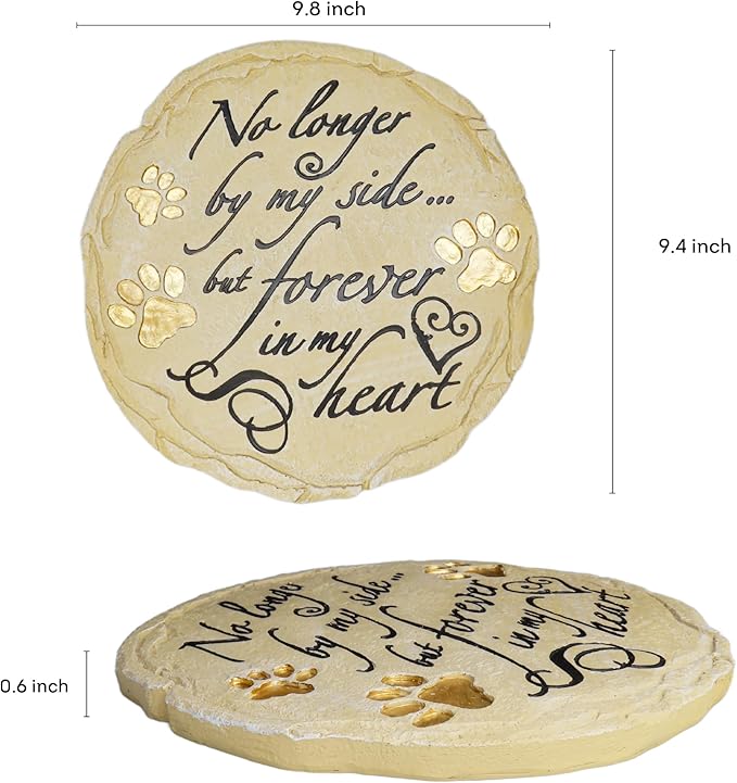 Lily's Home Pet Memorial Stone - Cat or Dog Grave Marker - Durable Waterproof Garden Memorial Stone for Indoor and Outdoor Use - Sympathy Gift for Pet Loss - Circle