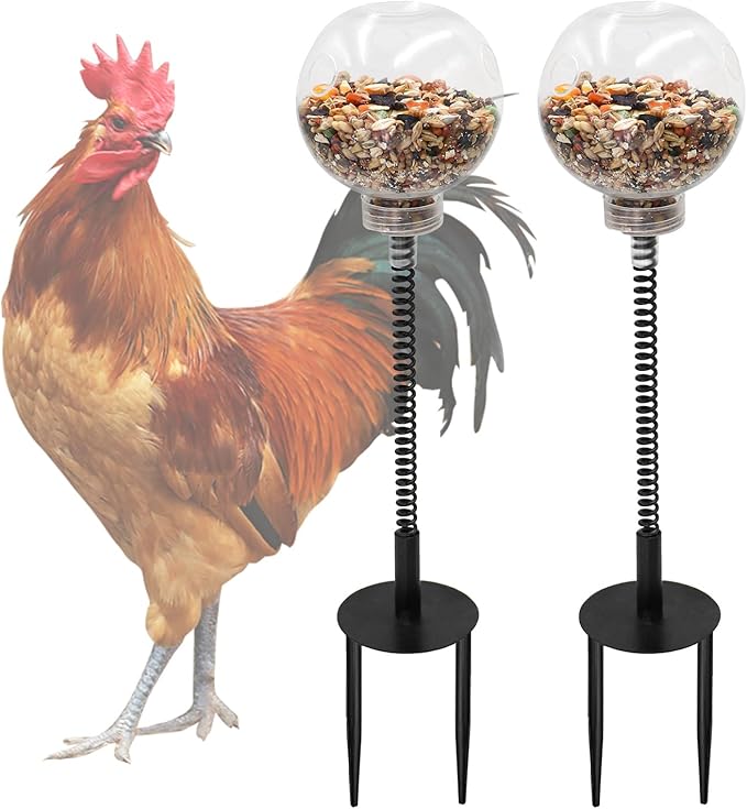 Oooct 2 Pack Chicken Peck Toy - Chicken Enrichment Toys with Swing Feeder & Slow Feeder for Hens, Ducks, Parrots