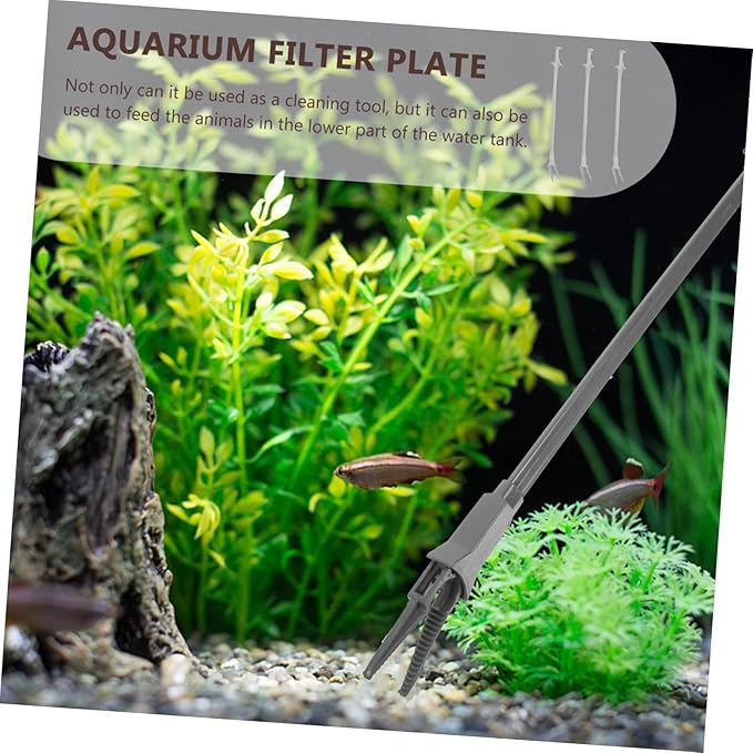 Happyyami 3pcs Terrarium Tools Long Feeding Tongs for Aquarium Cleaning Durable Non-slip Tweezers for Fish Tank Supplies Ergonomic Aquarium Accessory Easy to Use