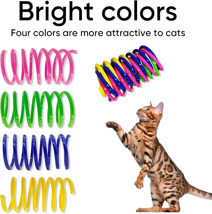 AGYM Cat Toys for Indoor Cats, 30 Pack Interactive Cat Spring Toys, Durable Colorful Plastic Spiral Springs for Kitten Hunt, Swat and Bite, Bulk Cat Toys