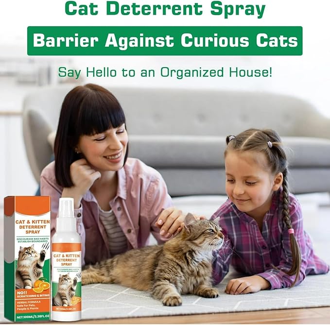 2 Pack Cat Deterrent Spray, Nature Cat Repellent Sprays for Indoor, Non-Toxic, Anti Scratch Spray for Cats and Kittens, 200ml Cat Deterrent Spray for Furniture, Protect Sofa, Rug.