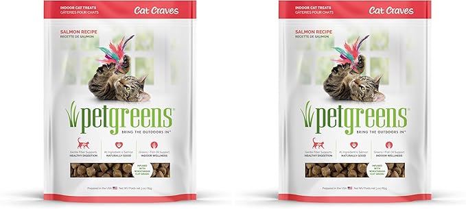 Pet Greens Treats Savory Salmon Semi-Moist Cat Treats 3 Ounce (Pack of 2)
