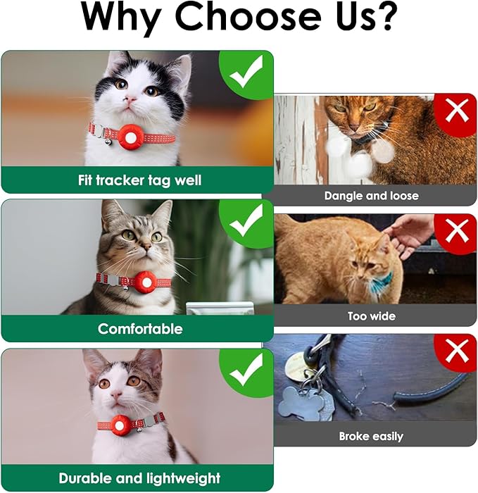 Cat Tracker, Lightweight Pet Tracker for Cats, No Monthly Fee Cat GPS Tracker Compatible with Apple Find My App(Only iOS), Real-Time Location, Smart Alerts, Up to 1-Year Battery, Waterproof