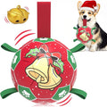 QDAN Christmas Dog Balls with Straps, Squeaky Dog Toys for Indoor Outdoor Playing, Puppy Birthday Gifts, Pet Toy Ball, Durable Herding Balls for Dogs (8 Inch)