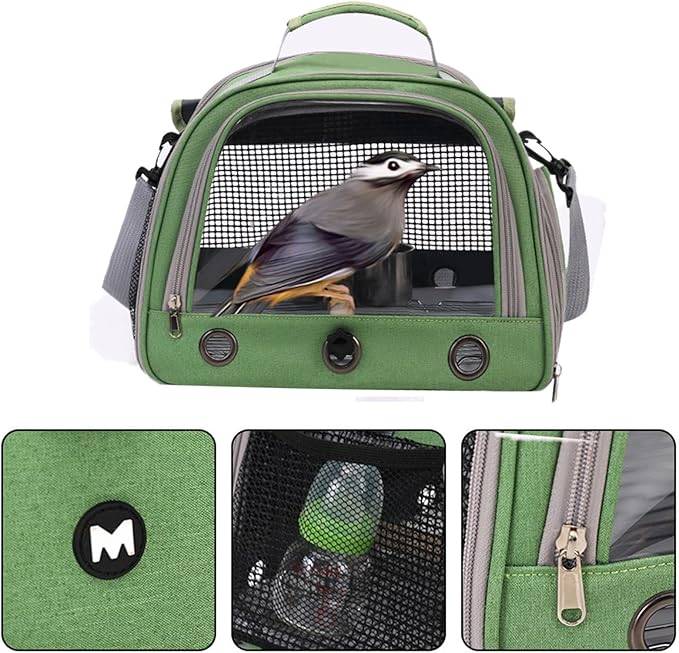 Bird Traval Carrier Cage, Bird Carrier with Seat Belt, Multifunctional Small Animal Backpack, Pet Transparent Breathable Carriers for Small Birds Parrots (Pink)