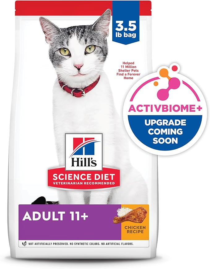 Hill's Science Diet Senior Adult 11+ Premium Nutrition Dry Cat Food, Chicken Recipe, 3.5 lb Bag