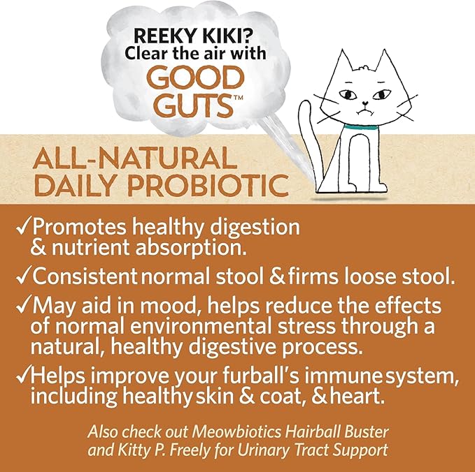 Meowbiotics Cat Probiotic Powder for Urinary, Gut, Immune Health, Variety Pack Kitty P. Freely Urinary Care, Hairball Buster, Good Guts Digestive Support Food Topper Supplement Made in USA 30d Supply