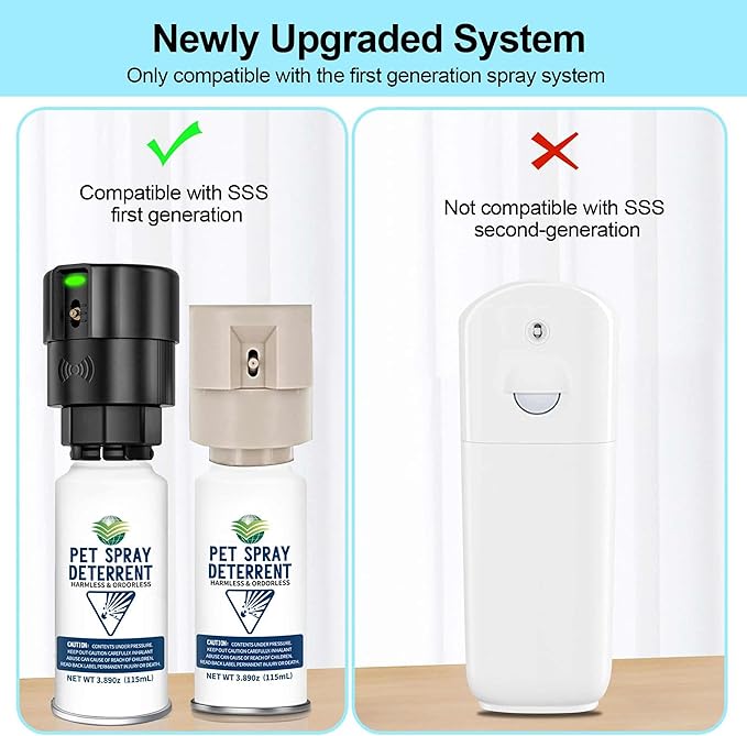 Cat Spray Deterrent System [2 Pack] Automatic Cat Deterrent Spray, Motion Activated System for Cats & Dogs Odorless Pet Deterrent, Senses Pets Up to 3 Feet Away, Friendly & Safe Pet Deterrent Spray
