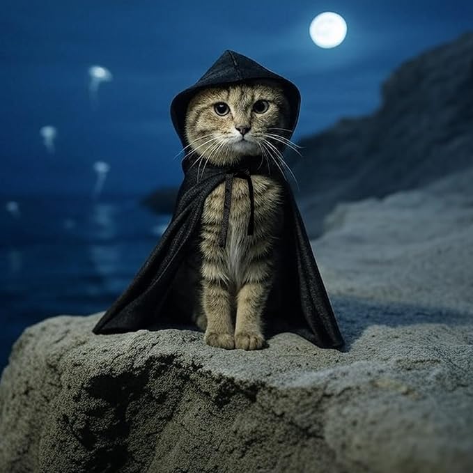 Black Bat Cat Mask and Cloak, Funny Bat Mask Cloak, Halloween, Clothes and Accessories for Cats