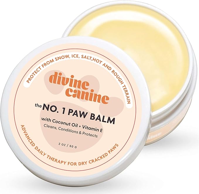 Dog Paw Balm - 2 oz of Paw Wax - Lick-Safe Soother for Dry and Cracked Paws with Coconut Oil, Jojoba Oil, and Vitamin E - Protects Against Snow, Ice, Hot Pavement - Made in The USA
