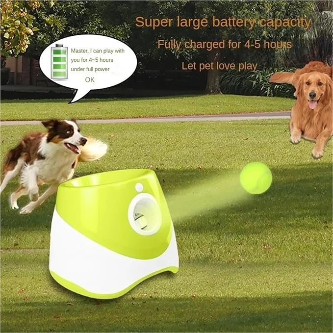 Dog Launcher Automatic Toy Tennis Throwing Pinball Machine Fun Interactive Throw Rechargable Catapult USB Charging(Yellow)