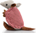 Hollypet Plush Dog Squeaky Toy Stuffed Armadillo Animal Pet Puppy Chew Toys with Clean Teeth for Small Medium Large All Breed Sizes Dogs, Bright Pink, 14 in