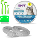 Cat Flea and Tick Collar (2 Pack) – Natural Waterproof Flea Collar for Cats & Kittens with 8 Month Protection Adjustable Cat Flea Collar Includes Tick Removal Tools & Flea Comb