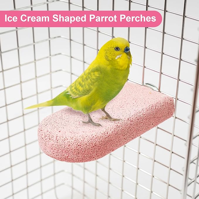 Bird Beak Grinding Stone, 3PCS Parrots Perch, Multiple Colors Platform, Nails Beak Trimmer for Bird Cage Accessories for Parrots Budgie Cockatiel Conure Lovebird Finch