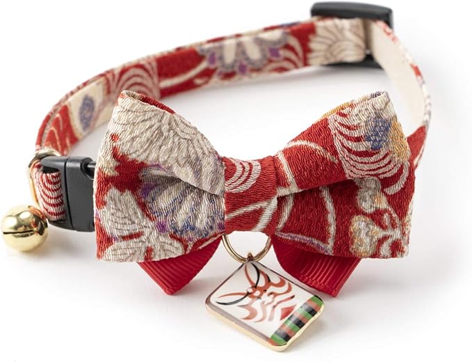 Necoichi Kabuki Charm Bow Tie Cat Collar (Red)