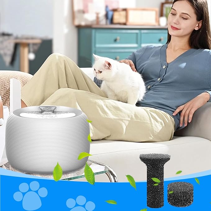 Premium Fountain Replacement Foam Filters/Sponge Mufflers - 6 Sets (Compatible with Premium Smart 2.5L/84oz Cat Pet Dog Water Fountain for Drinking)