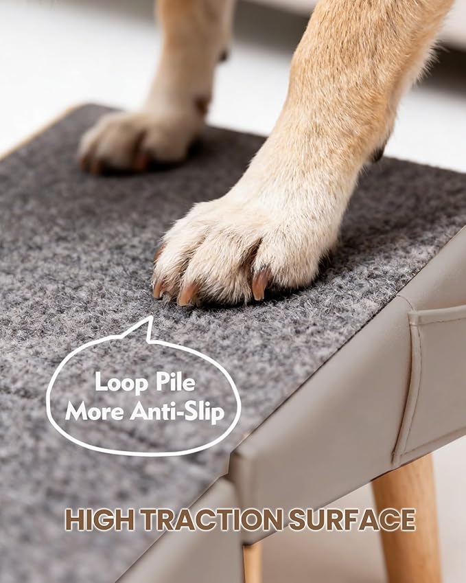 Dog Ramp for Couch & Bed, 2-in-1 Dog Stairs for Small and Medium Dogs & Cats, 16'' Indoor Pet Ramp with 23°Gentle Slope, Non-Slip Felt, Joint Protection for Senior & Injured Pets, Sturdy Ottoman-Style