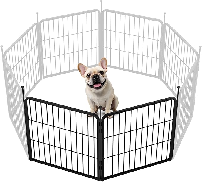 SunsGrove Dog Playpen for Outdoor, Heavy Duty 24 Inch 2 Panels Puppy Play Pen for Indoors, Free and Safe Play Dog Fence, Black