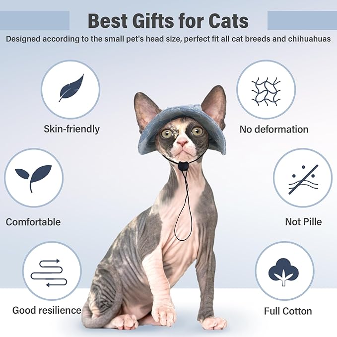 DENTRUN Cat Hats for Cats Only, Cat Cowboy Hats with Ear Holes Tiny Pets Birthday Party Costume, Cat Headwear Mini Cowboy Hat, Funny Sombrero Kitten Hat Chihuahua Beanie Cap Party Decorations