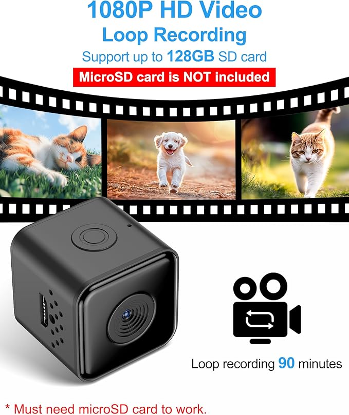 Cat/Dog Camera Collar, 1080P Video Recording Cameras for Pets,M-Size,No App,No Wi-Fi, Medium-Size Dog Collar Camera, Pet POV Cam(No Micro-SD Card Included)